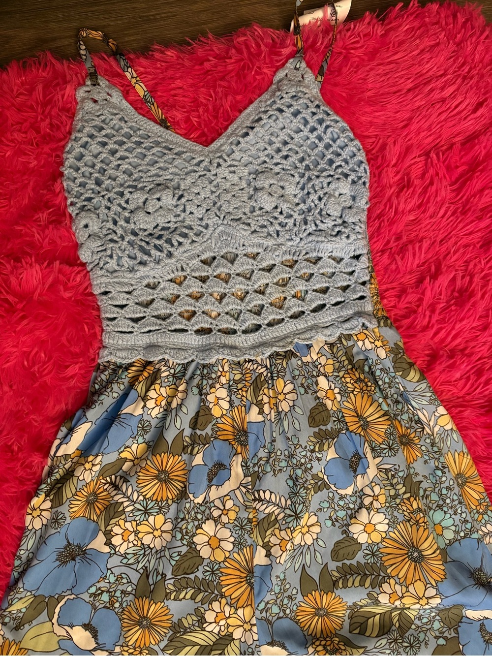 B.O.G. Collective XS Crochet Floral Wide Leg Jumpsuit